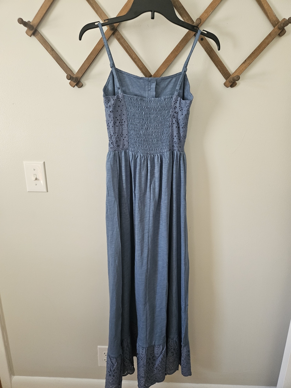 NWT Market And Spruce Blue Eyelet Maxi Dress with Button Front - Picture 3 of 5